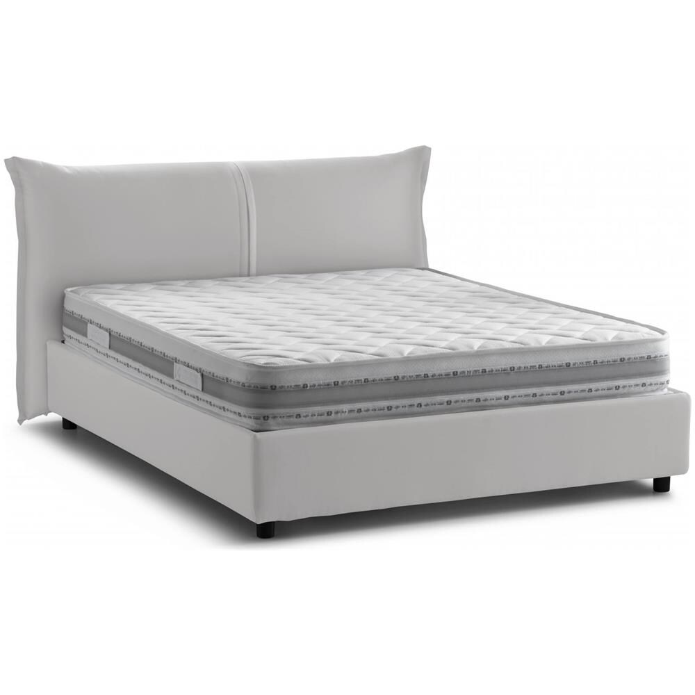 Letto Matrimoniale Brunetta, Letto Contenitore Con Rivestimento In Tessuto, 100% Made In Italy, Apertura Frontale, Adatto Per Materasso Cm 160x190, Bianco - Foto 4