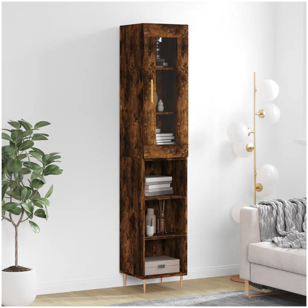 Credenza Rovere Fumo 34,5x34x180 Cm In Legno Multistrato - Foto 1
