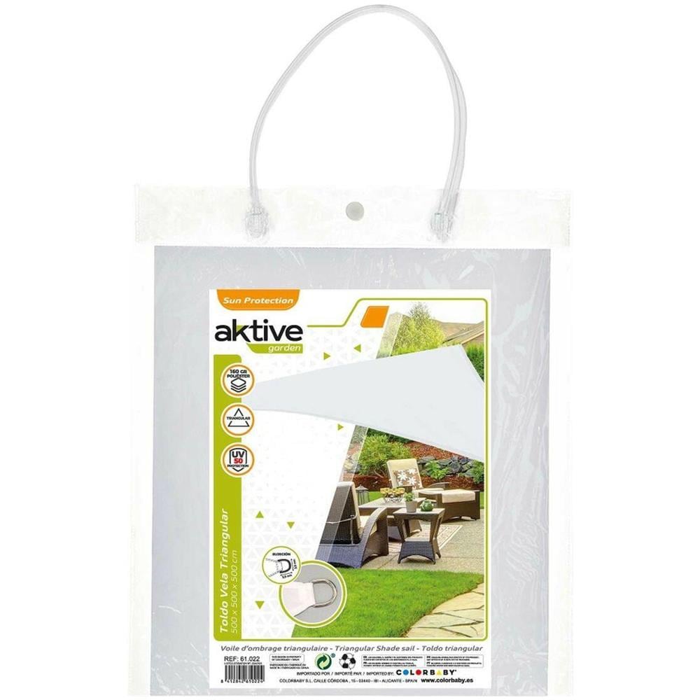 Tenda Aktive Triangolare 500 X 500 Cm Poliestere Bianco (4 Unità) - Foto 4