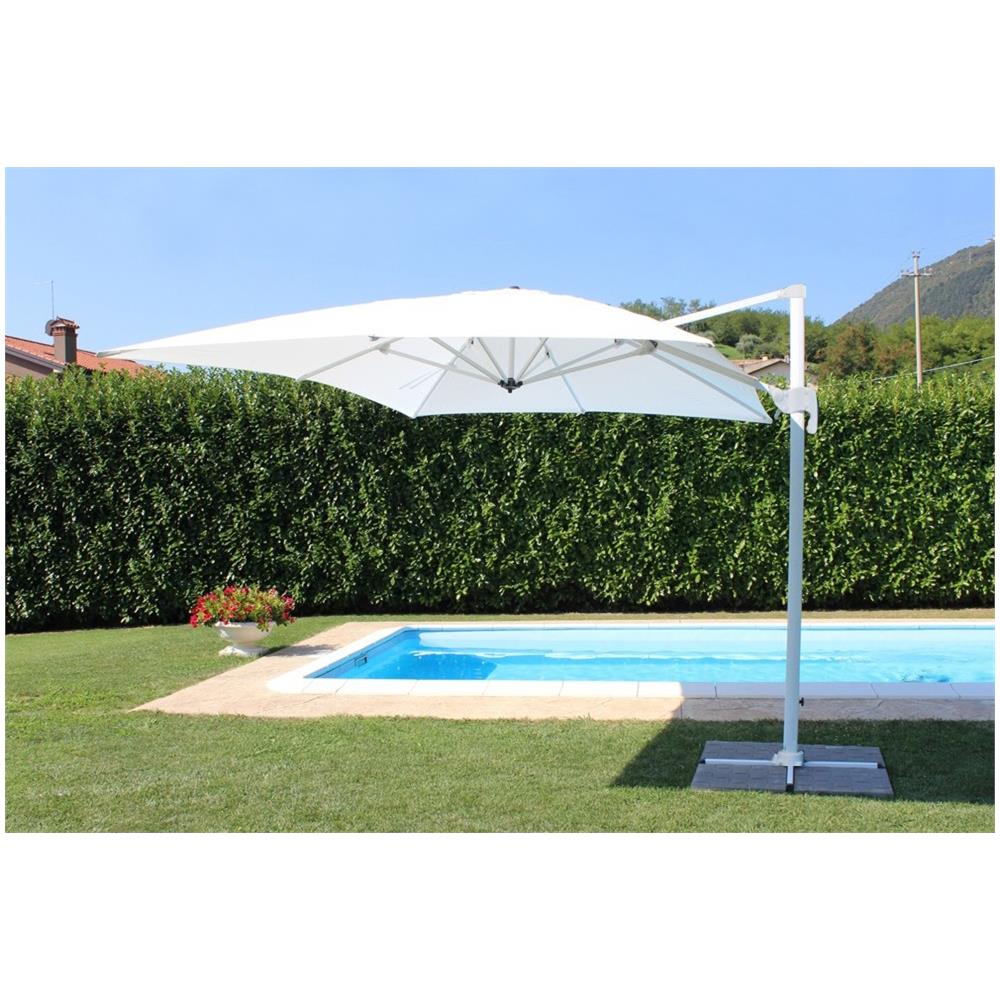 Ombrellone Da Giardino 3 X 4 Palo Laterale Telo Bianco Per Esterno Giardino, Ristorante, Gelateria Bar Hotel Albergo - Foto 1