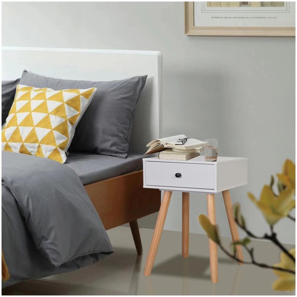 Comodini Set 2 Pz In Massello Di Pino 40x30x61 Cm Bianchi - Foto 2