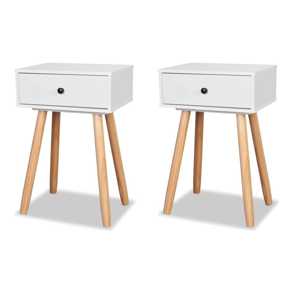 Comodini Set 2 Pz In Massello Di Pino 40x30x61 Cm Bianchi - Foto 1