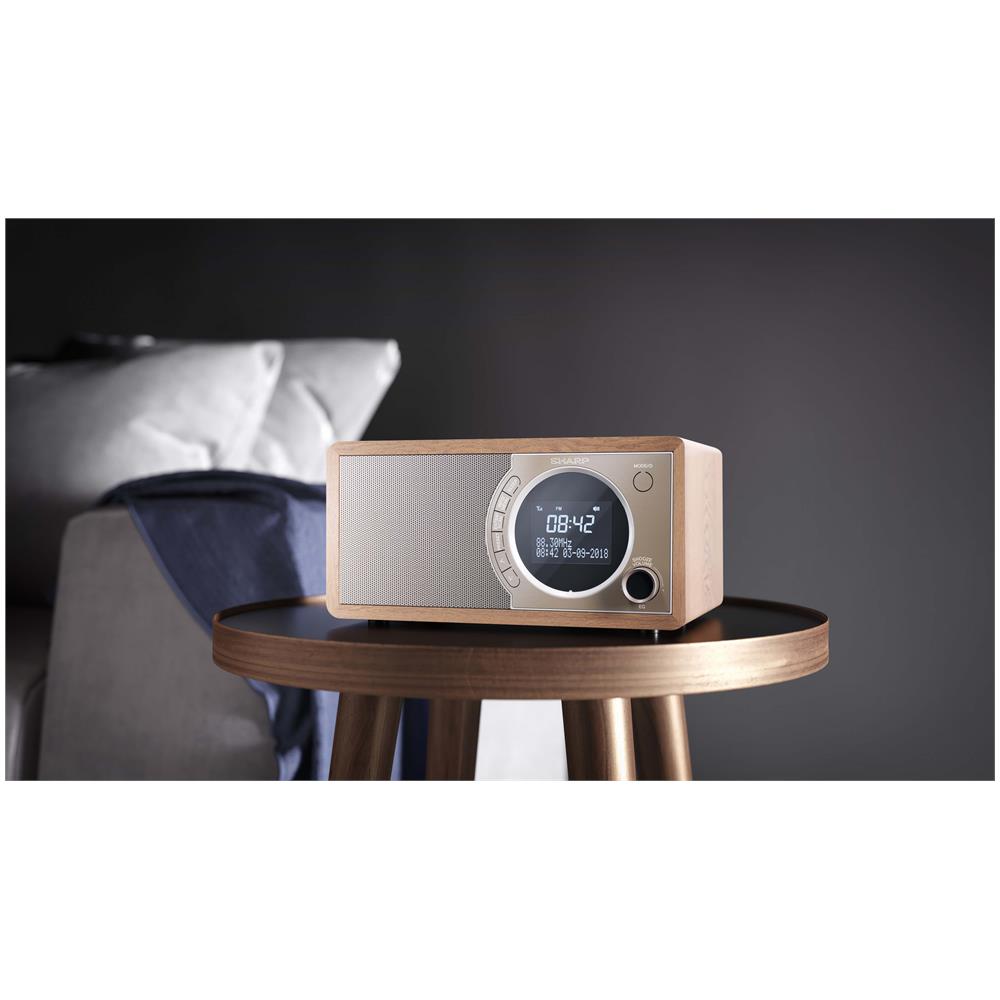 DR-450 (BR) - Radio digitale portatile con DAB / DAB+ / FM, Bluetooth 4.2, funzione sveglia / sonno e snooze, effetto legno, colore: Marrone - Foto 5