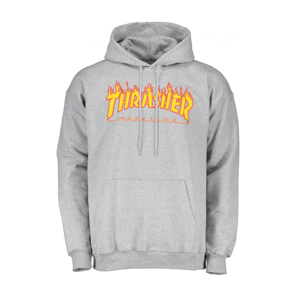 Felpa Con Cappuccio Flame Logo Grigio (l, Grigio) - Foto 1