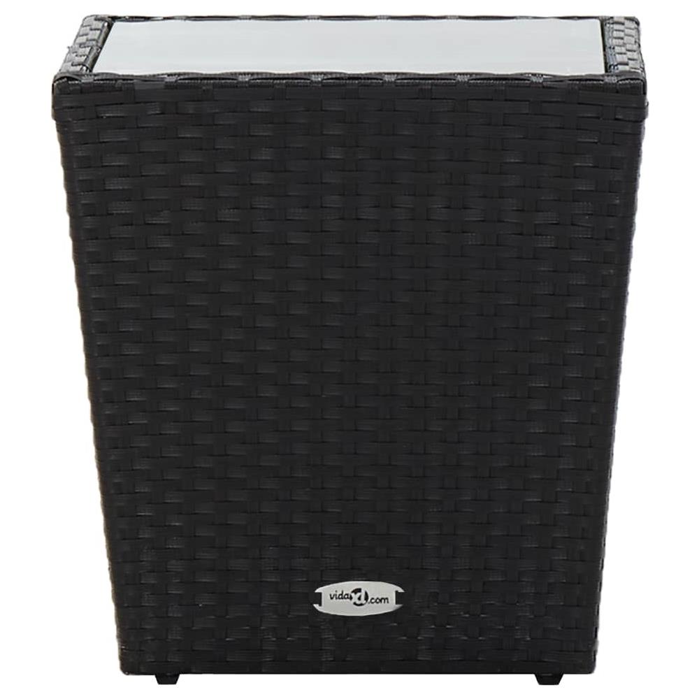 Tavolino Nero 41,5x41,5x43 Cm In Polyrattan E Vetro Temperato - Foto 2