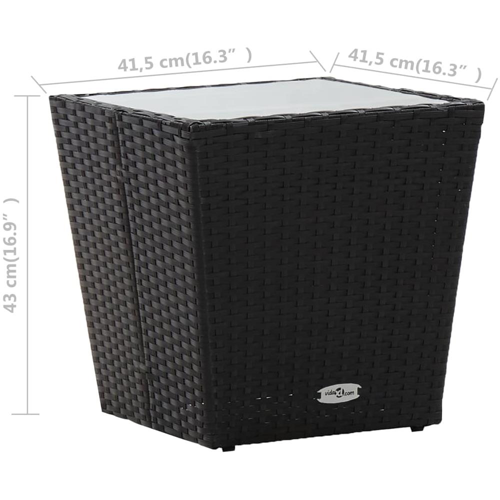 Tavolino Nero 41,5x41,5x43 Cm In Polyrattan E Vetro Temperato - Foto 10