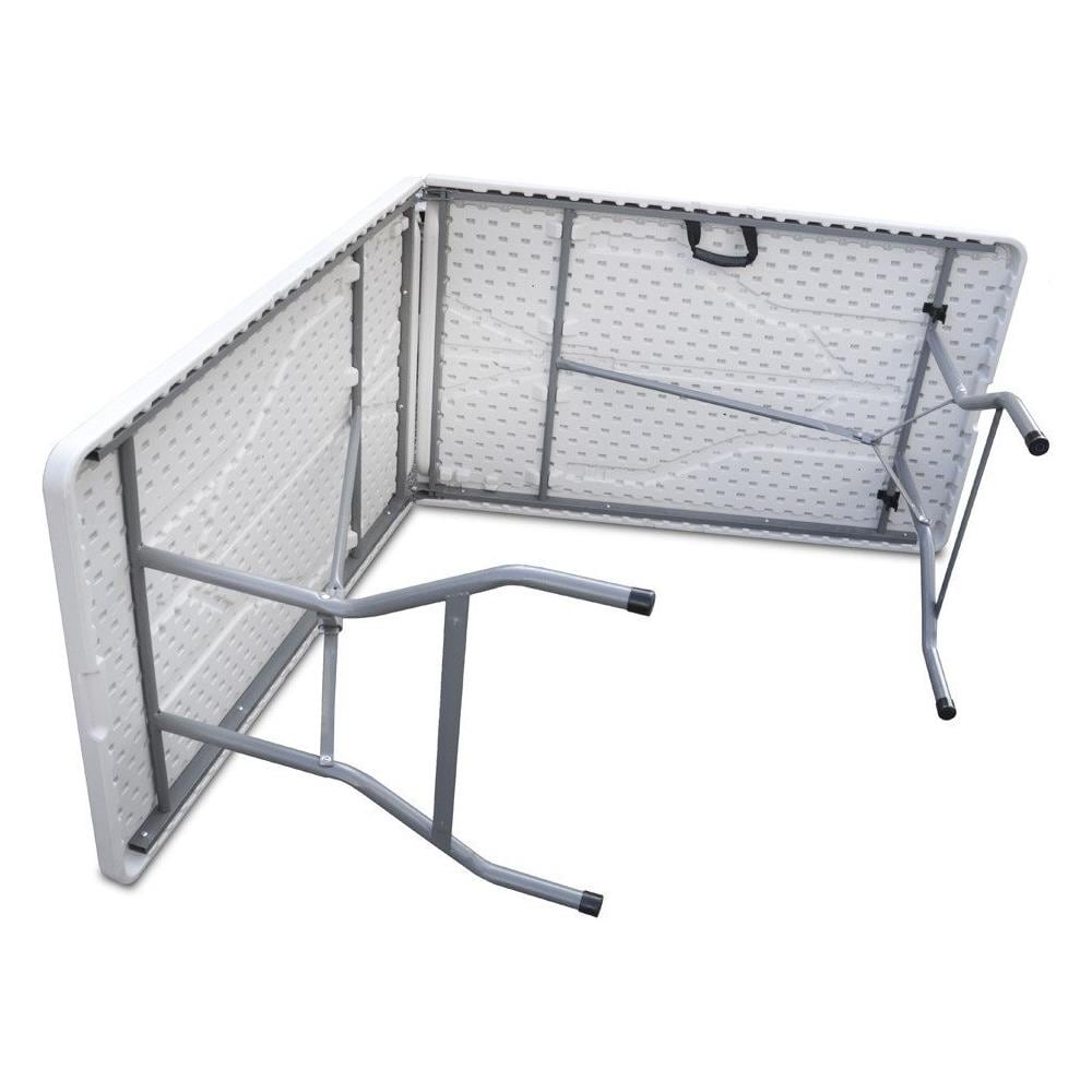 Tavolo pieghevole per interno ed esterno in acciao e plastica resistente Mod. ZK-244 Dimensioni: 244x75x74 Colore Bianco - Foto 2