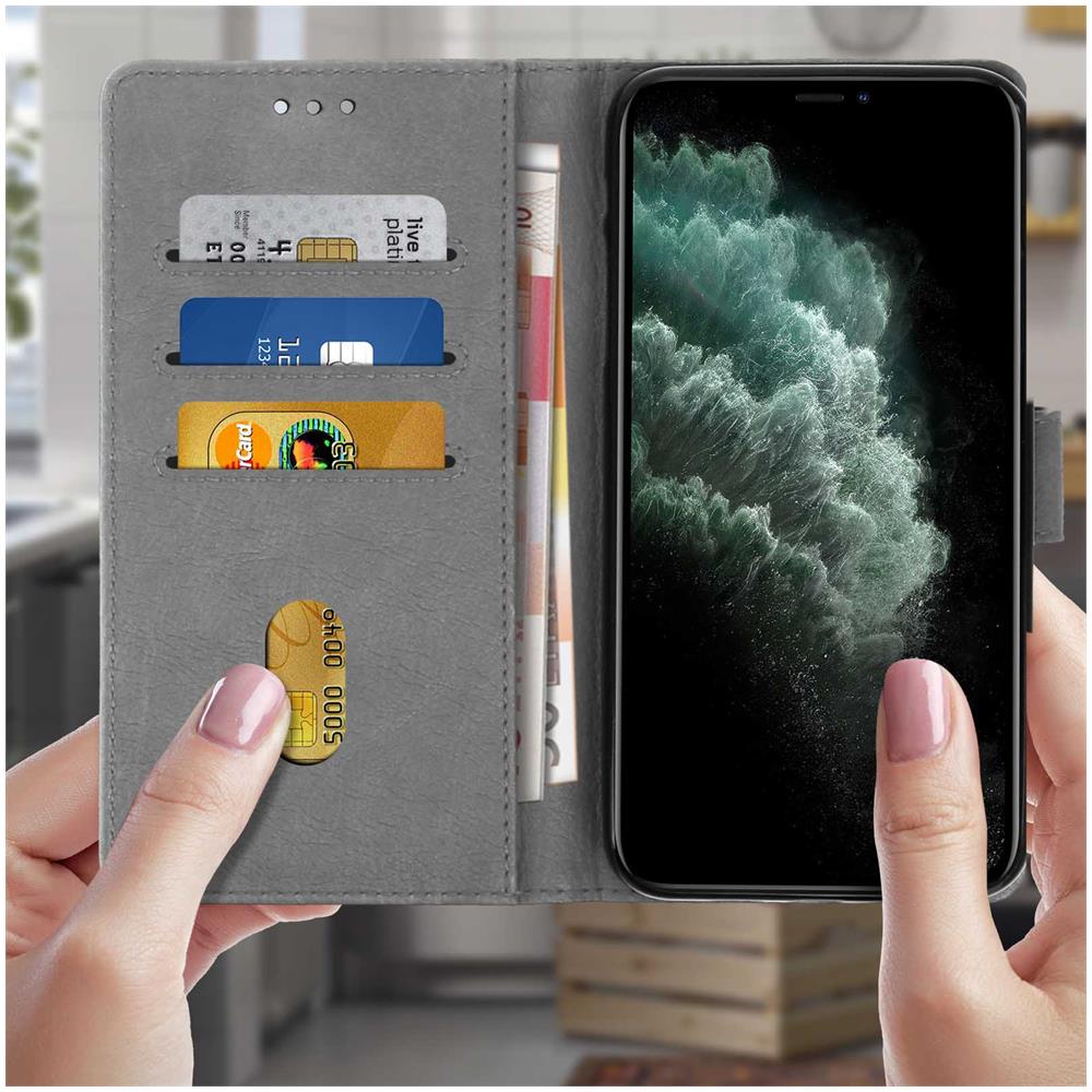 Custodia Apple Iphone 11 Pro Portadocumenti Funzione Supporto Grigio - Foto 2