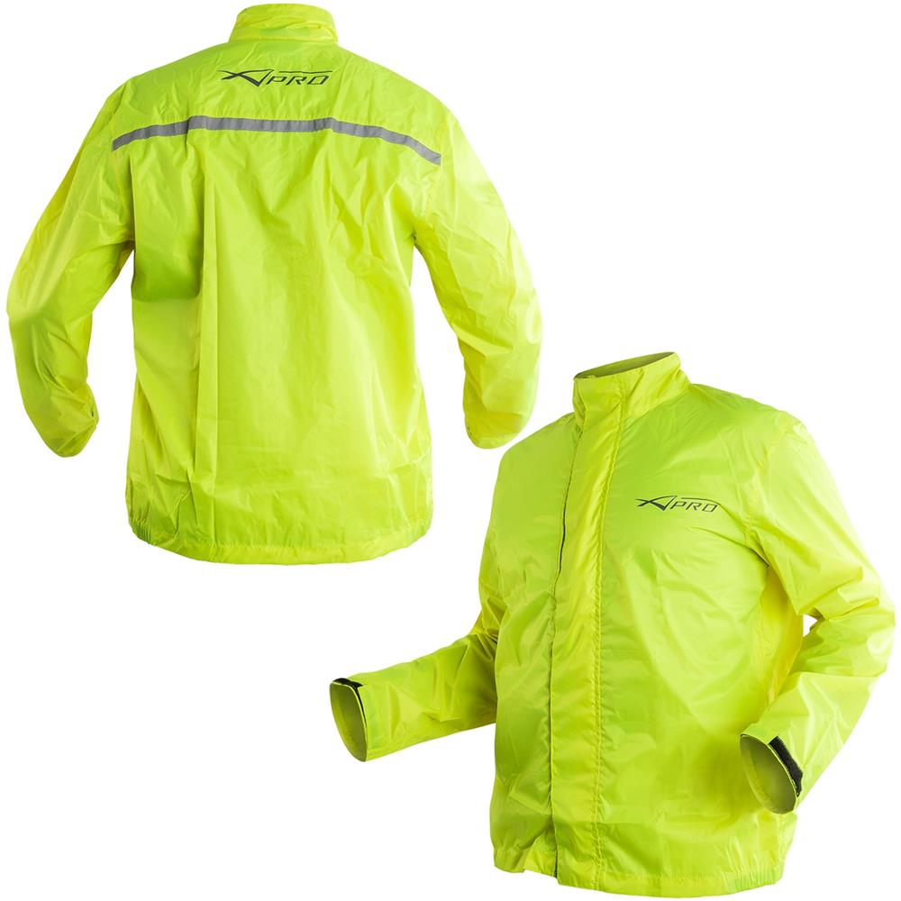 Antiacqua Giacca Impermeabile Cappuccio Antipioggia Moto Tuta Fluo 3xl - Foto 2
