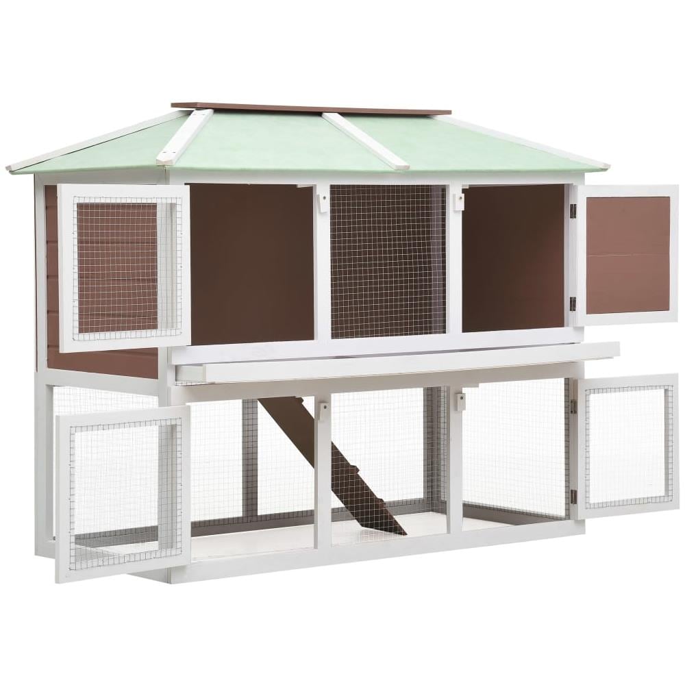 Conigliera a Due Piani Marrone in Legno - Foto 3