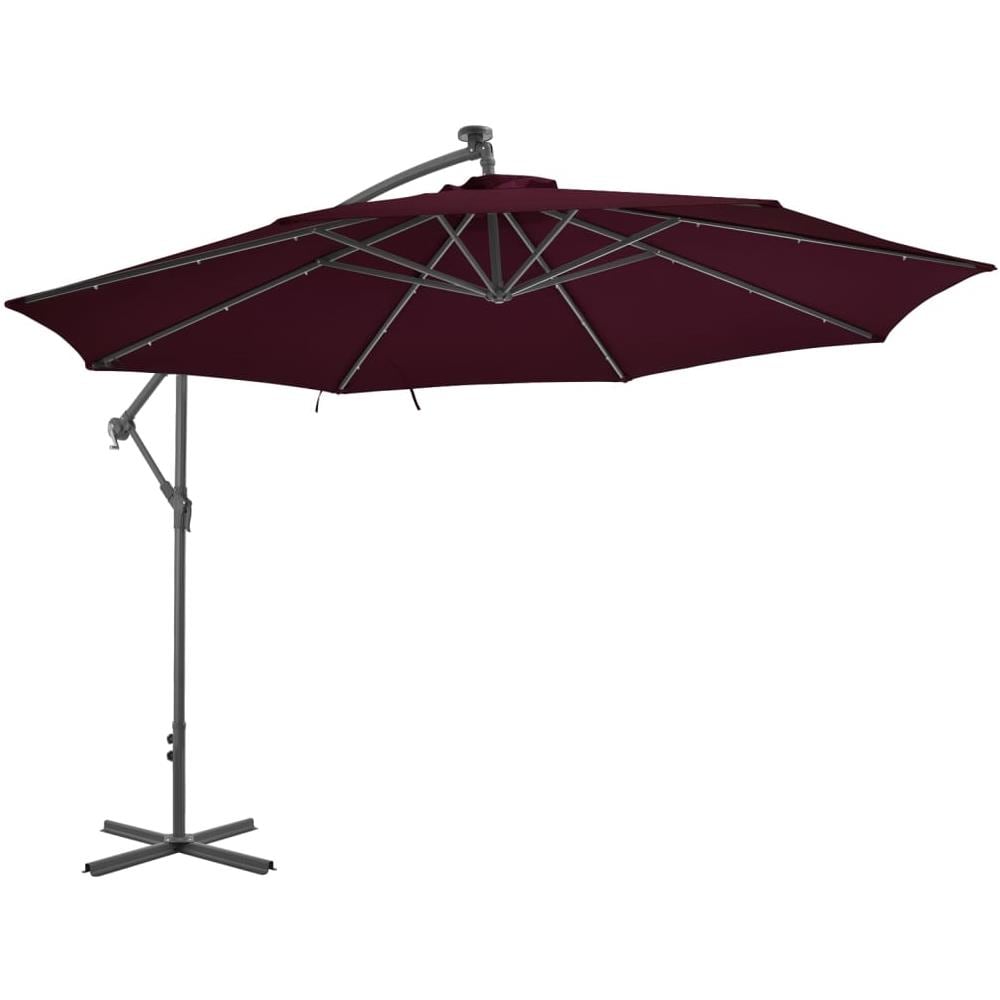 Ombrellone a Sbalzo con Luci LED Rosso Bordò 350 cm - Foto 1