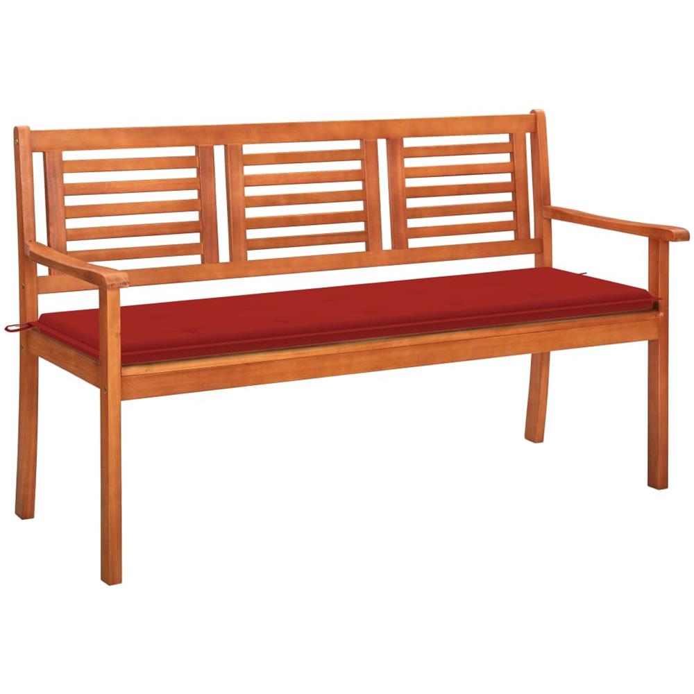 Panchina da Giardino 3 Posti e Cuscino 150cm Massello Eucalipto - Foto 1