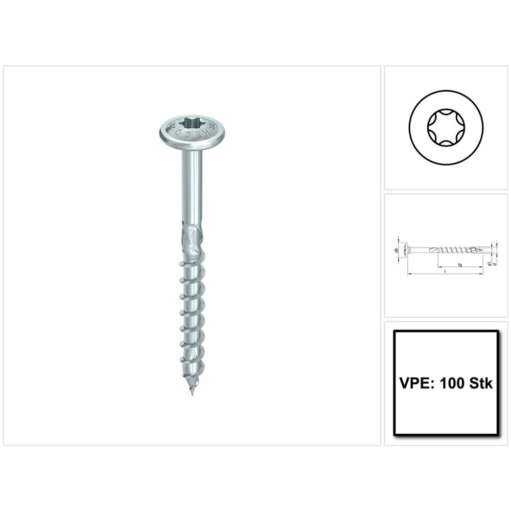 Topix Plus Viti Per Legno Professional 6,0 X 180 Mm - 100 Pz. (61176) Filettatura Parziale, Testa Bombata, T-drive, Zincata Blu, A3k - Foto 1
