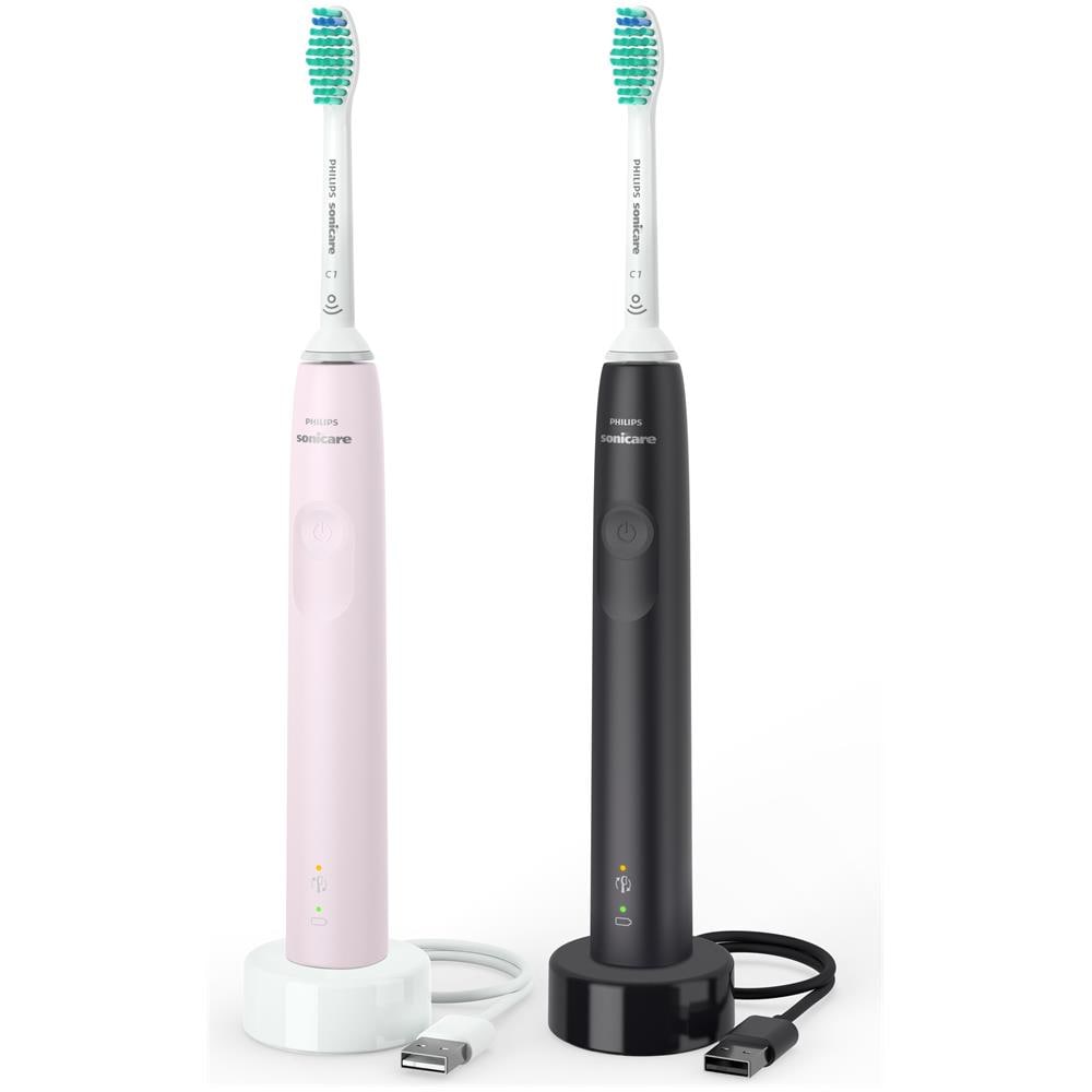 Serie 3100 2 Spazzolini Elettrici Sonici HX3675/15 con 31000 Movimenti / min Timer Colore Nero / Rosa   - Foto 2