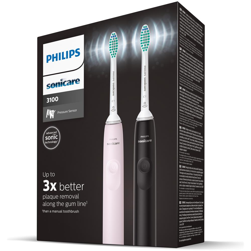 Serie 3100 2 Spazzolini Elettrici Sonici HX3675/15 con 31000 Movimenti / min Timer Colore Nero / Rosa   - Foto 6