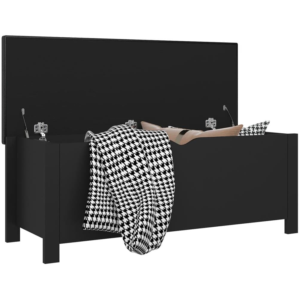 Contenitore con Cuscino Nero 105x40x45cm Legno Multistrato - Foto 3