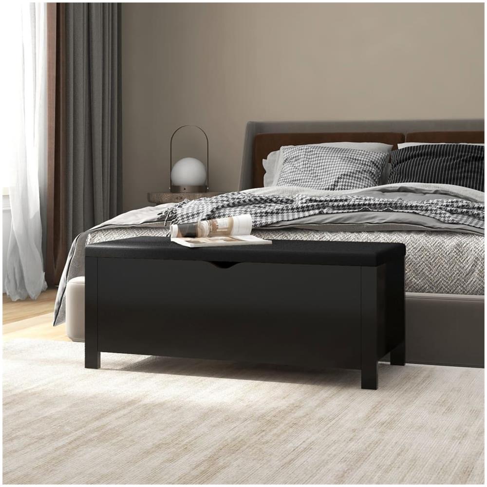Contenitore con Cuscino Nero 105x40x45cm Legno Multistrato - Foto 1