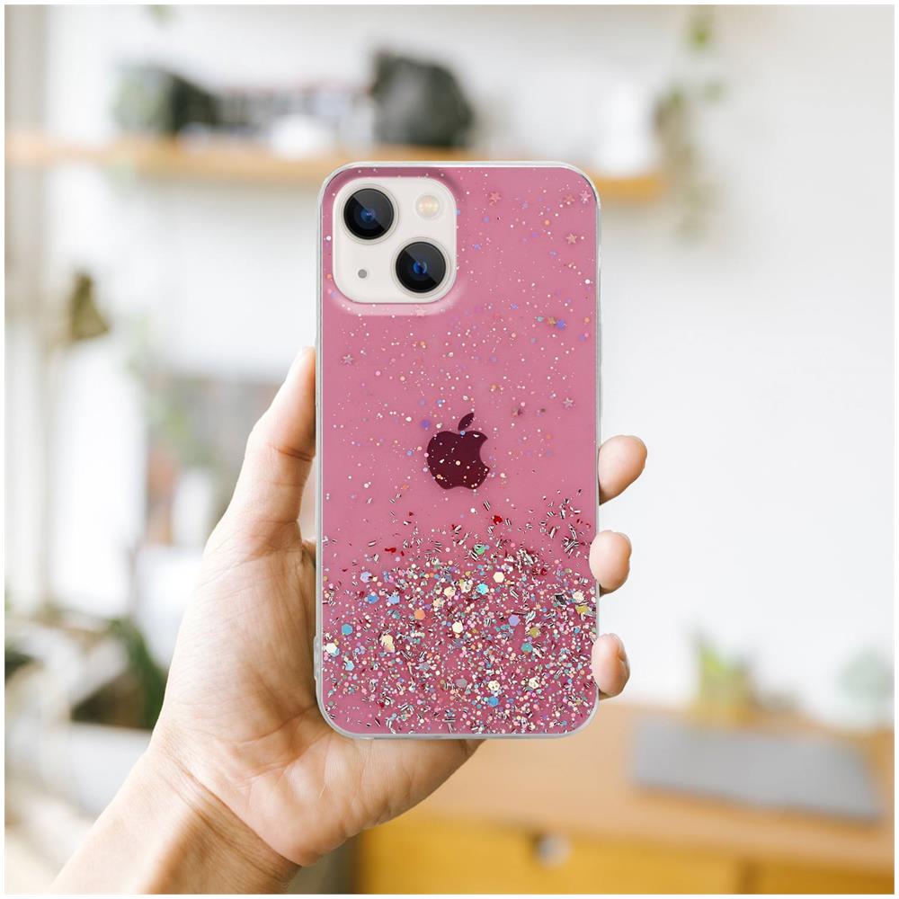 Custodia Compatibile Con Apple Iphone 13 In Rosa Con Glitter - Coperchio Protettivo In Silicone Tpu Flessibile Con Glitter Scintillanti - Foto 8