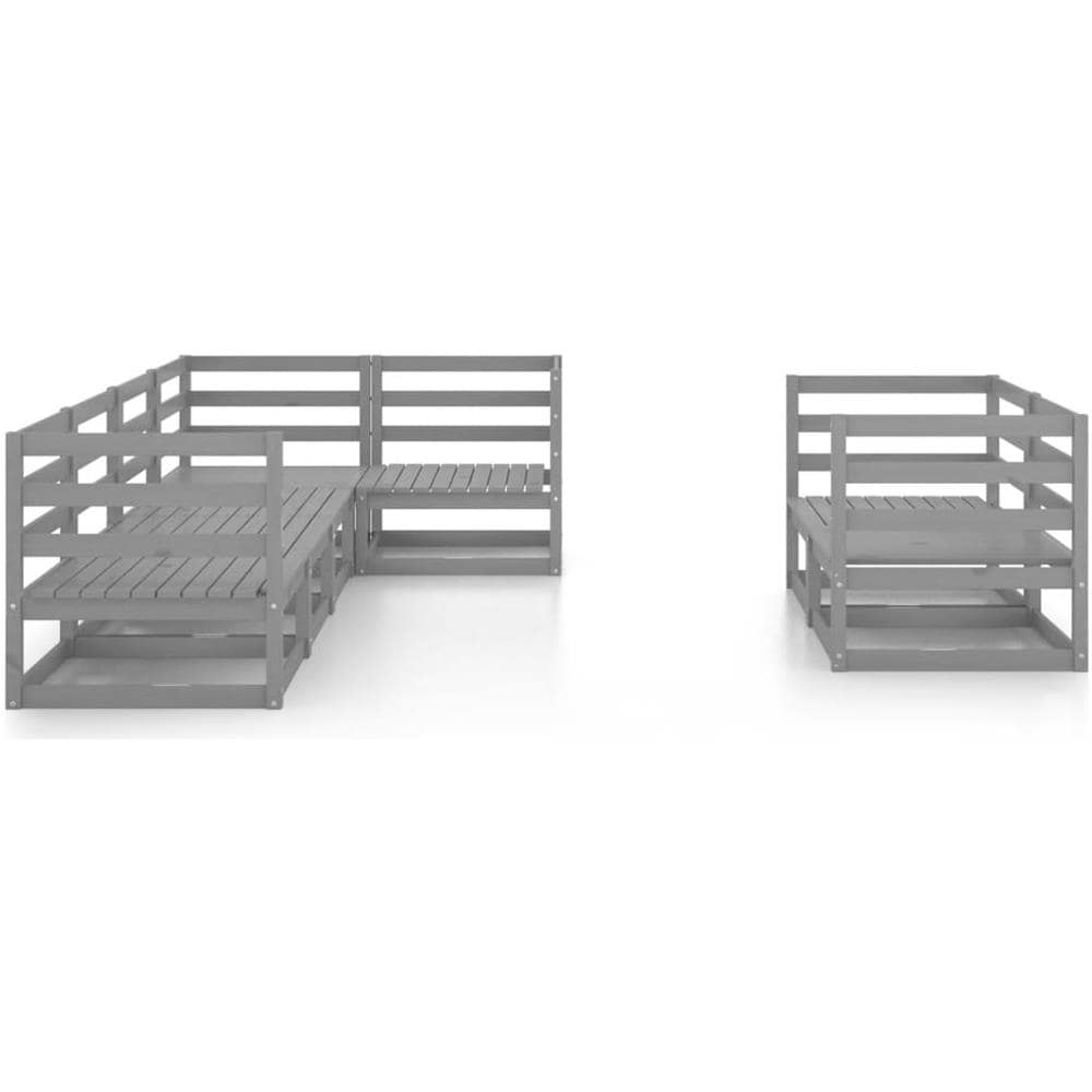 Set Divani Da Giardino 7 Pz Grigio In Legno Massello Di Pino - Foto 3