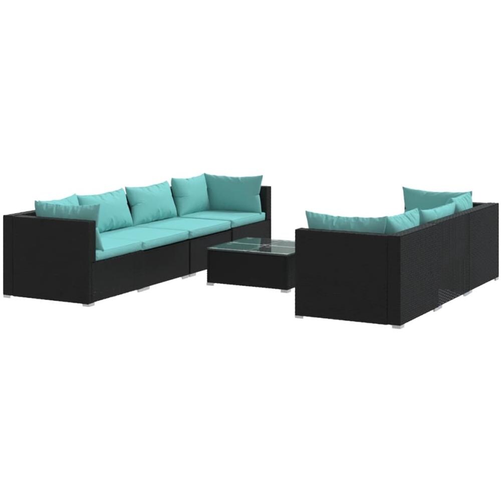 Set Divani Da Giardino 8 Pz Con Cuscini In Polyrattan Nero - Foto 1