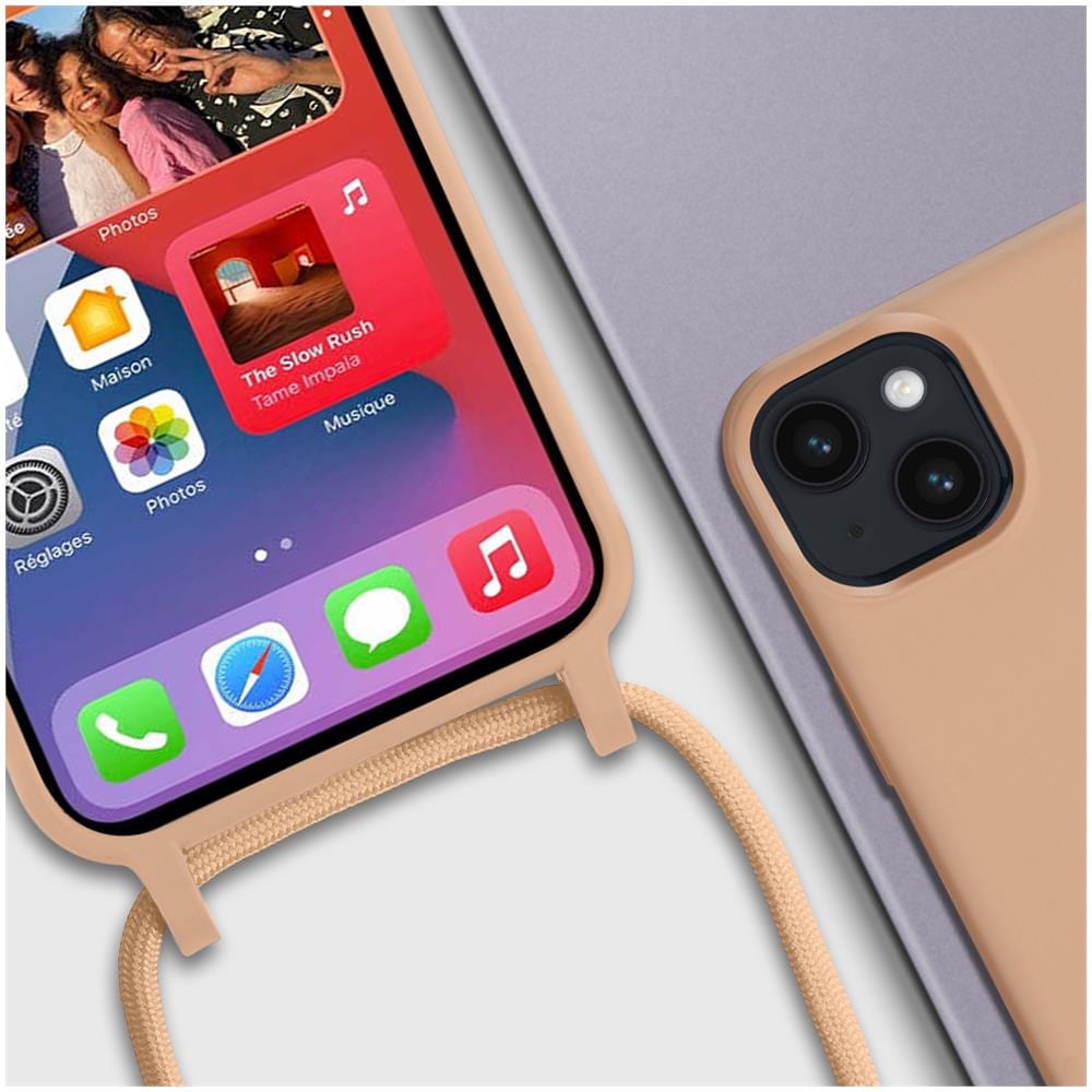 Cover Semirigida Per Iphone 14 Plus Cordino Nylon 80 Cm Rose Gold - Foto 2