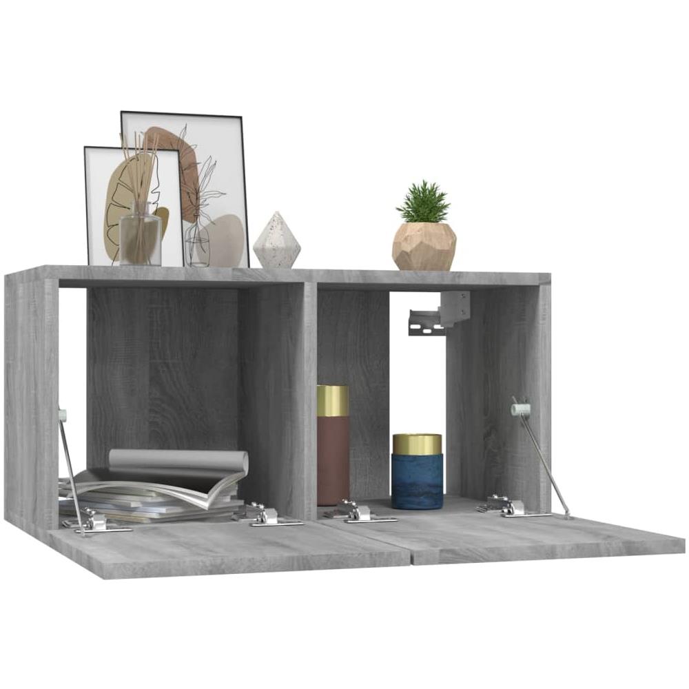 Mobile Tv Pensile Grigio Sonoma 60x30x30cm In Legno Multistrato - Foto 2