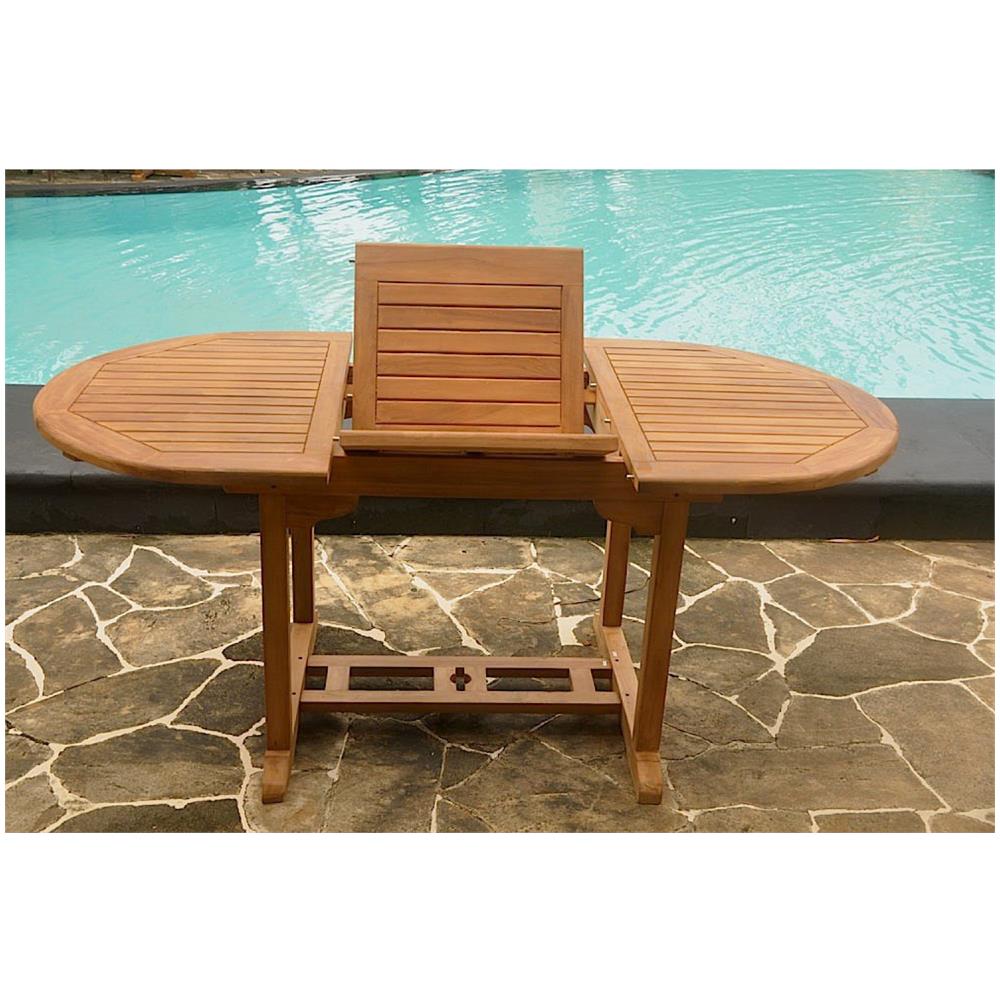 Tavolo Da Giardino Allungabile Ovale 6 Posti In Teak Grezzo Kajang - Foto 2