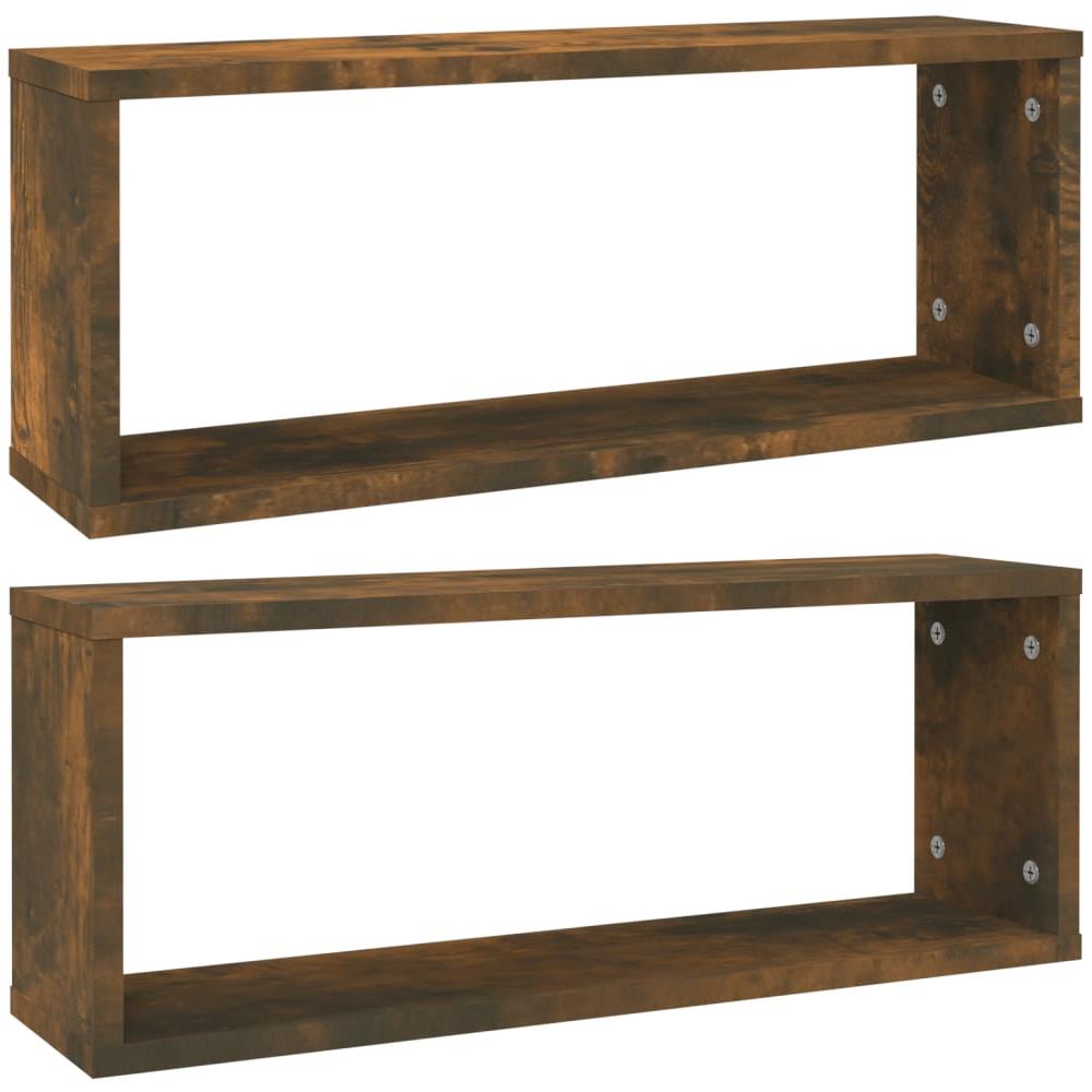 Mensole Cubo Parete 2 Pz Rovere Fumo 60x15x23 Legno Multistrato - Foto 2