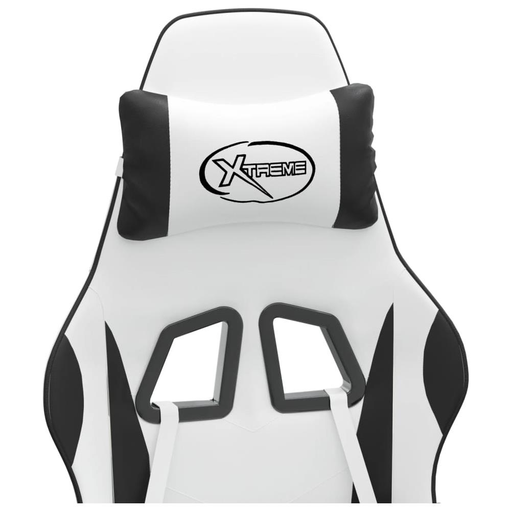 Sedia da Gaming Girevole Poggiapiedi Bianco e Nero Similpelle - Foto 2