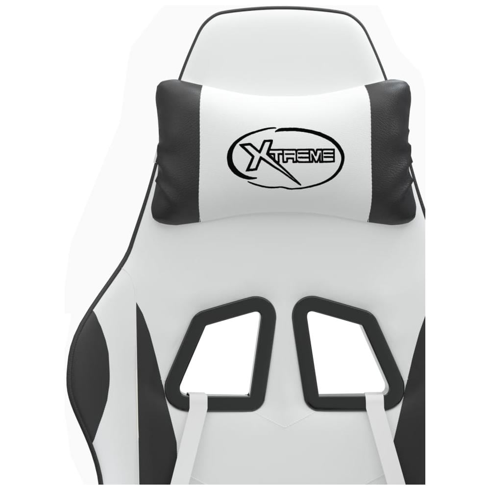 Sedia da Gaming Girevole Poggiapiedi Bianco e Nero Similpelle - Foto 10