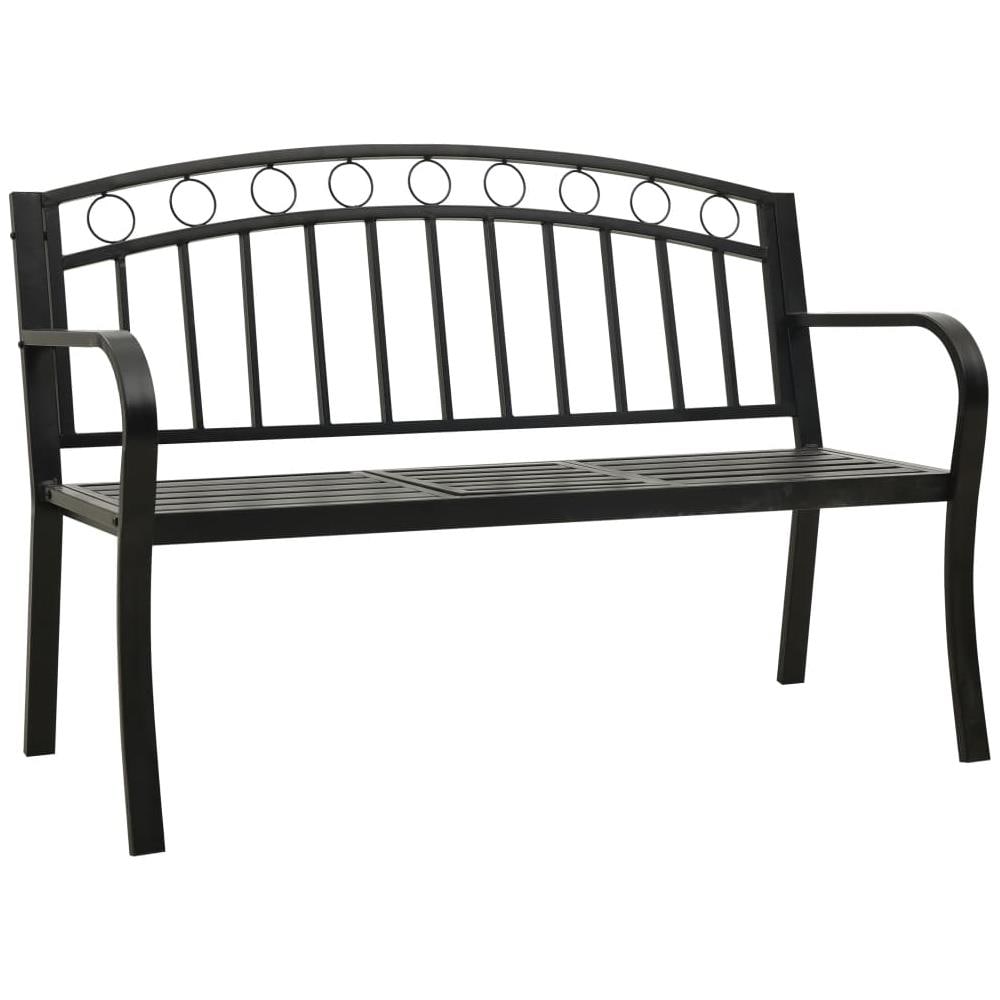 Panca da Giardino con Tavolino Nero 120 cm Acciaio - Foto 2