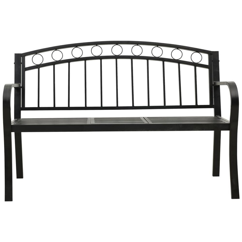 Panca da Giardino con Tavolino Nero 120 cm Acciaio - Foto 3