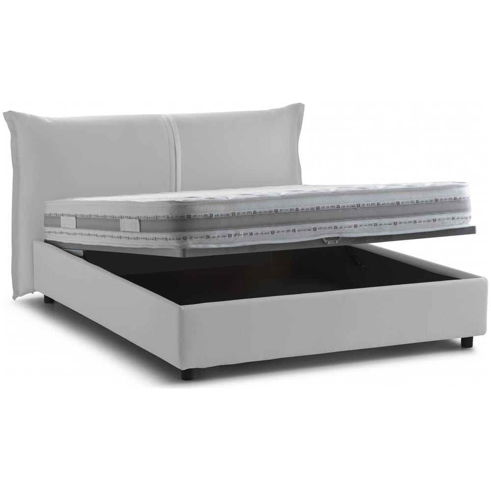 Letto Matrimoniale Clelia, 100% Made In Italy, Apertura Frontale, Con Materasso 160x190 Cm Incluso, Bianco - Foto 1
