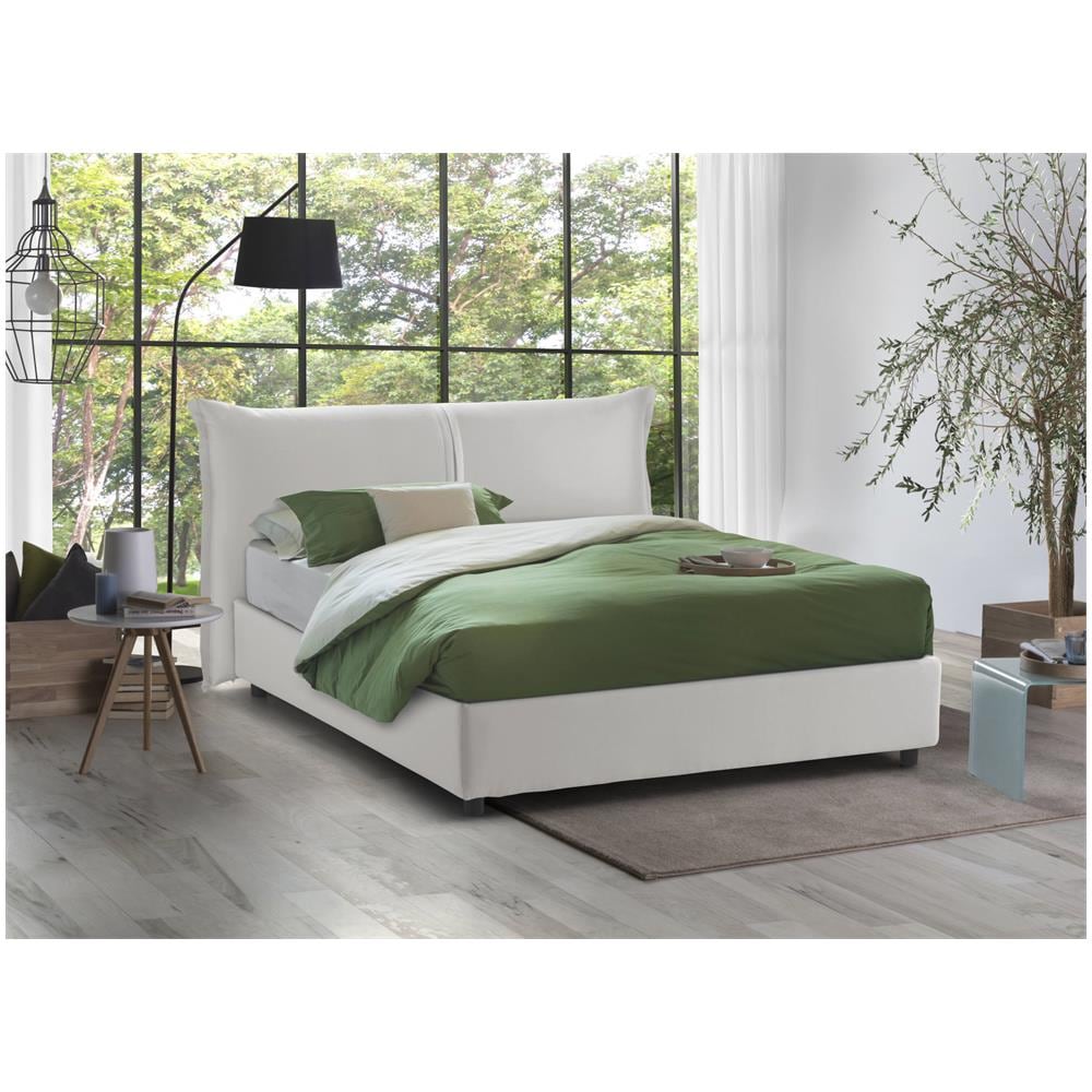Letto Matrimoniale Clelia, 100% Made In Italy, Apertura Frontale, Con Materasso 160x190 Cm Incluso, Bianco - Foto 2