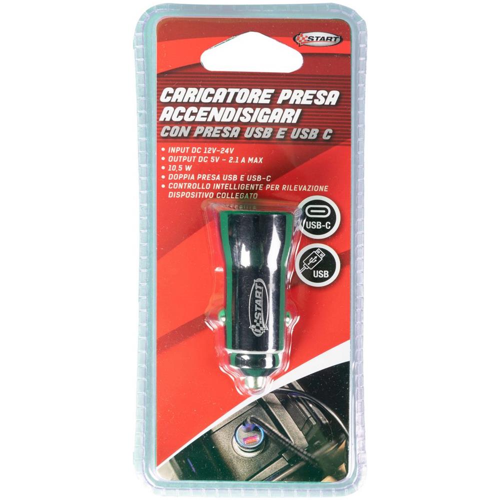 Caricatore Presa Accendisigari Auto Nero, Usb E Usb-c, Output Dc 5 V - 2.1 Max, Controllo Intelligente - Foto 2