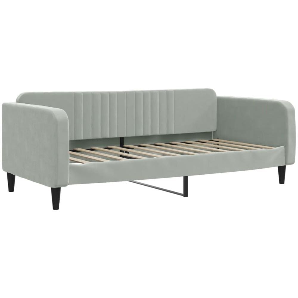 Letto Da Giorno Grigio Chiaro 90x200 Cm In Velluto - Foto 1
