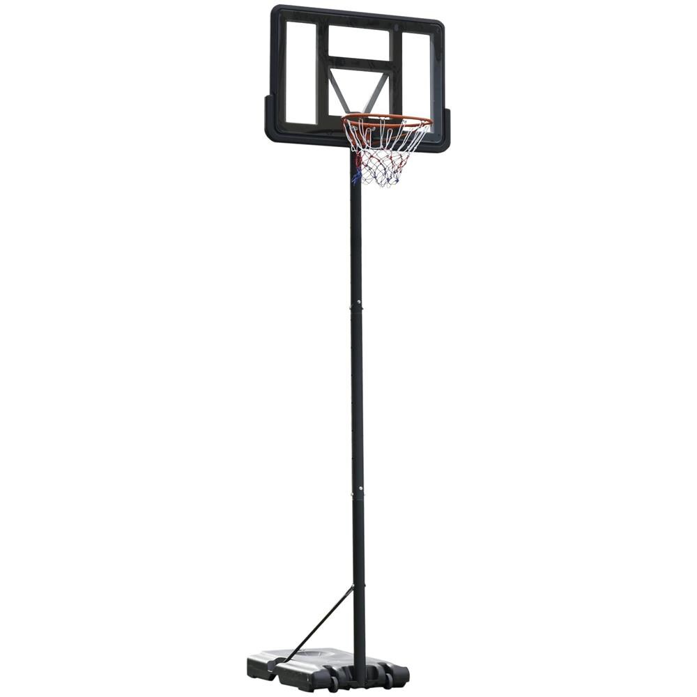 Canestro Basket Altezza Regolabile 160-305cm, Base con Ruote e Struttura in Acciaio, Tabellone in PVC Trasparente - Foto 1