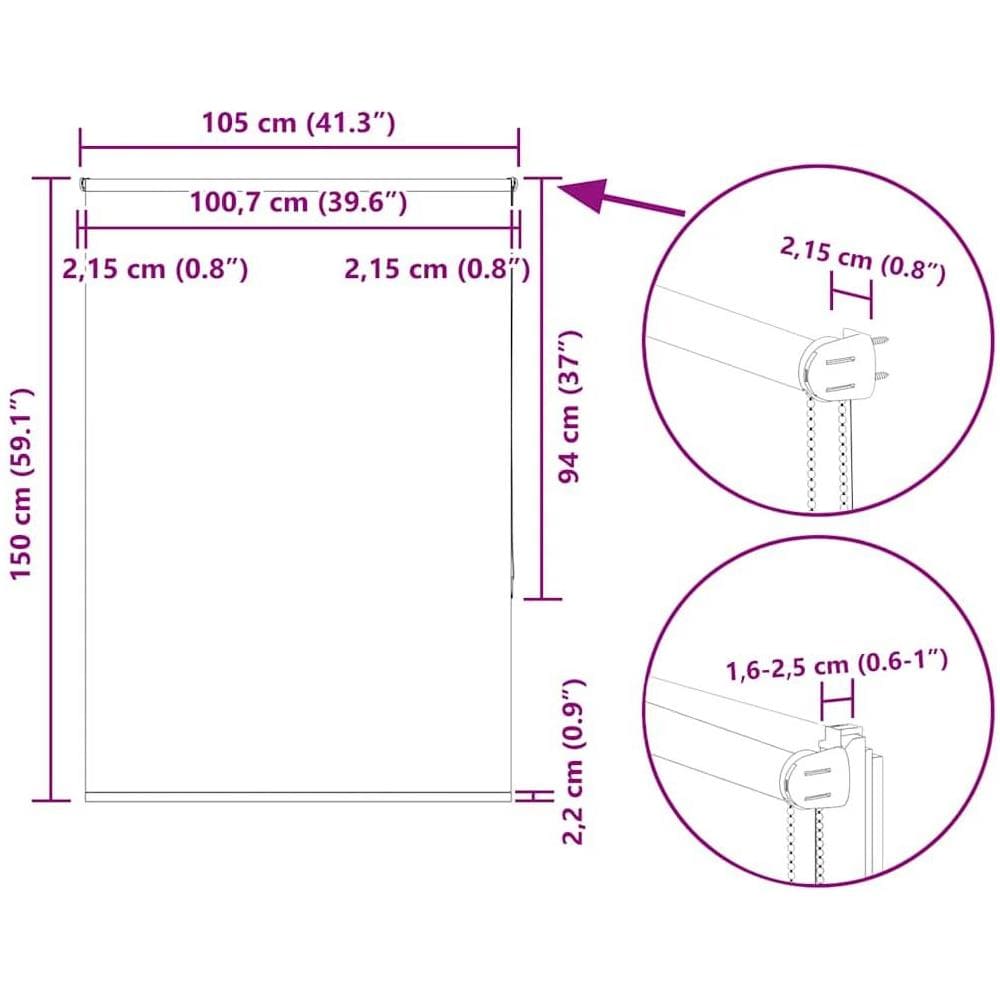 Tenda a Rullo Oscurante 105x175 cm Larghezza Tessuto 100,7 cm - Foto 10