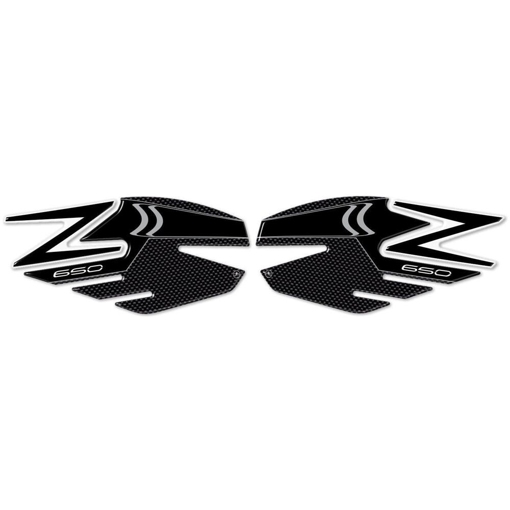 2 Protezioni Ginocchia 3D Laterali Serbatoio Compatibili Per Moto Kawasaki Z650 Nero - Foto 1