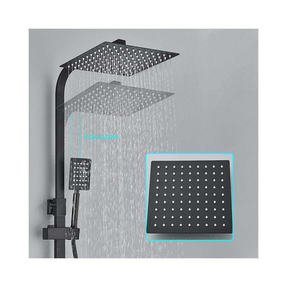 Colonna doccia, Blackswan, tipo M121, modello nero opaco regolabile, con bocca orientabile e mensola, misura 25 cm - Foto 4