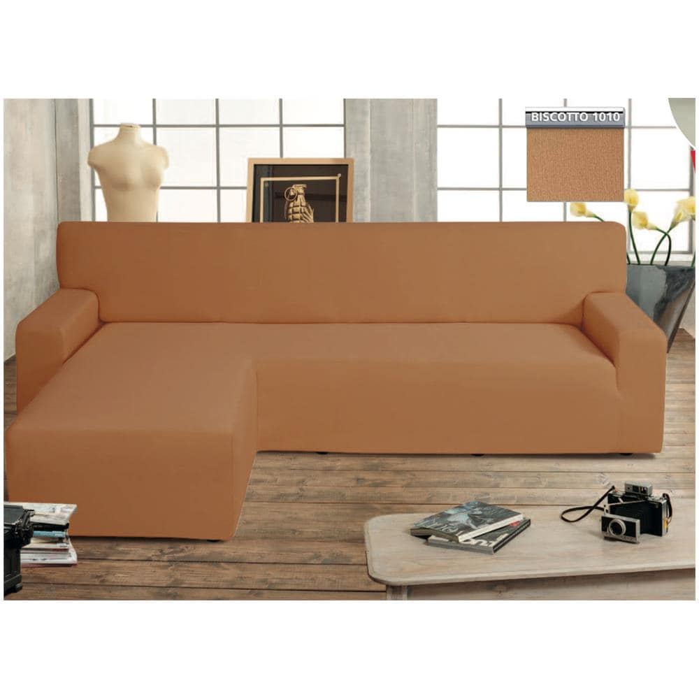 Copridivano Genius Con Penisola Chaise Longue Modello Swing Colore Biscotto Sinistra Biscotto - Foto 1