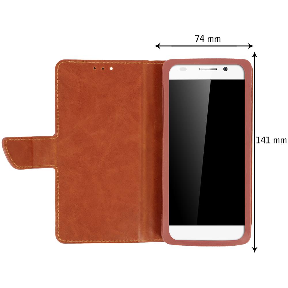 Custodia Smartphone 5,0"" A 5,3'' Universale Portafoglio Porta-carte Cammello - Foto 5