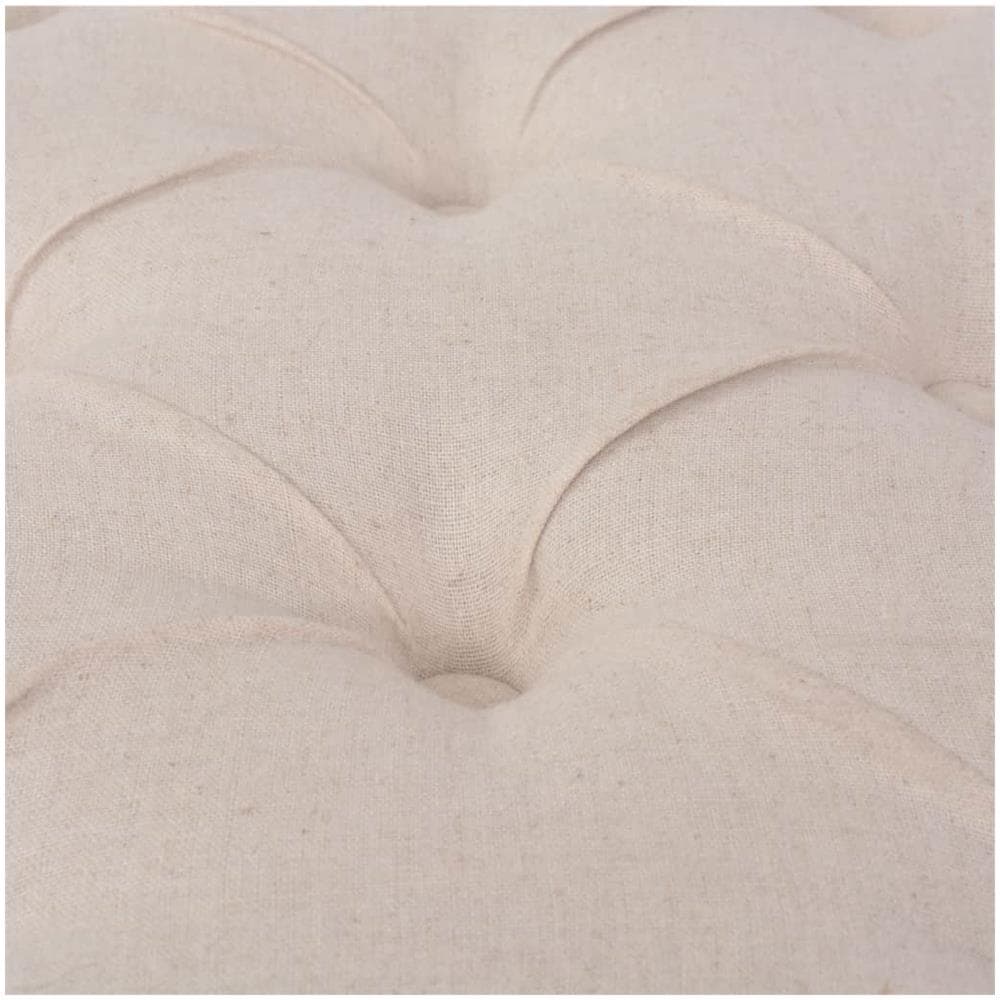 Panca In Legno Massello E Lino 110x38x48 Cm Bianco Crema - Foto 2