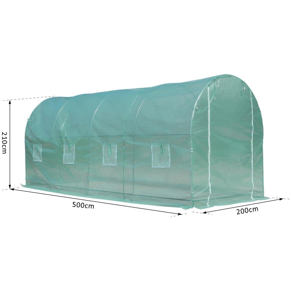 Serra A Tunnel Da Giardino Struttura In Acciaio Con 8 Finestre, Verde 500x200x210cm - Foto 2