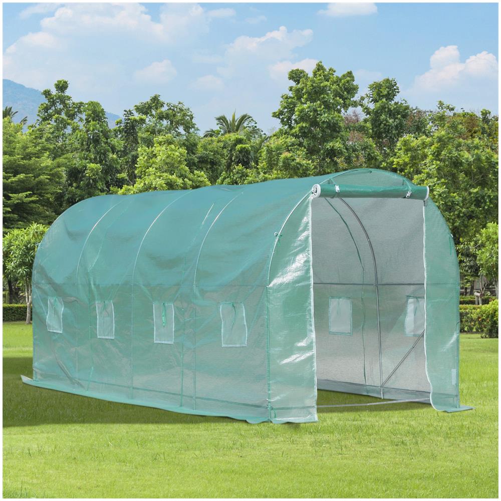 Serra A Tunnel Da Giardino Struttura In Acciaio Con 8 Finestre, Verde 500x200x210cm - Foto 3