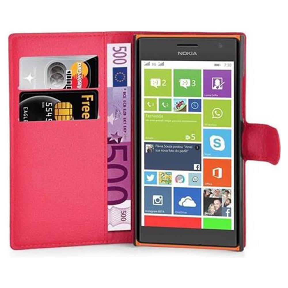 Custodia Compatibile Con Nokia Lumia 730 In Rosso Carminio - Coperchio Protettiva Con Chiusura Magnetica, Funzione Stand E Tasca Per Le Carte - Foto 1