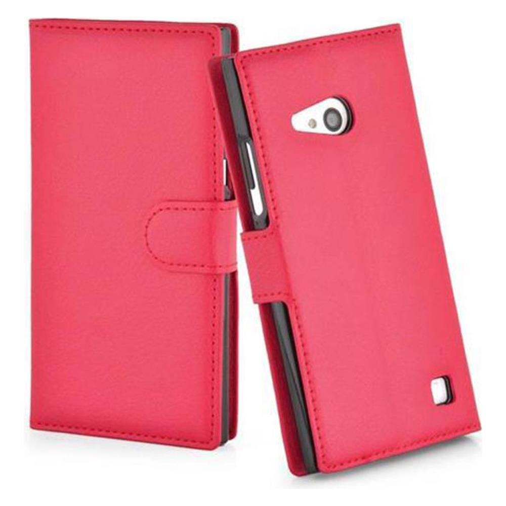 Custodia Compatibile Con Nokia Lumia 730 In Rosso Carminio - Coperchio Protettiva Con Chiusura Magnetica, Funzione Stand E Tasca Per Le Carte - Foto 3