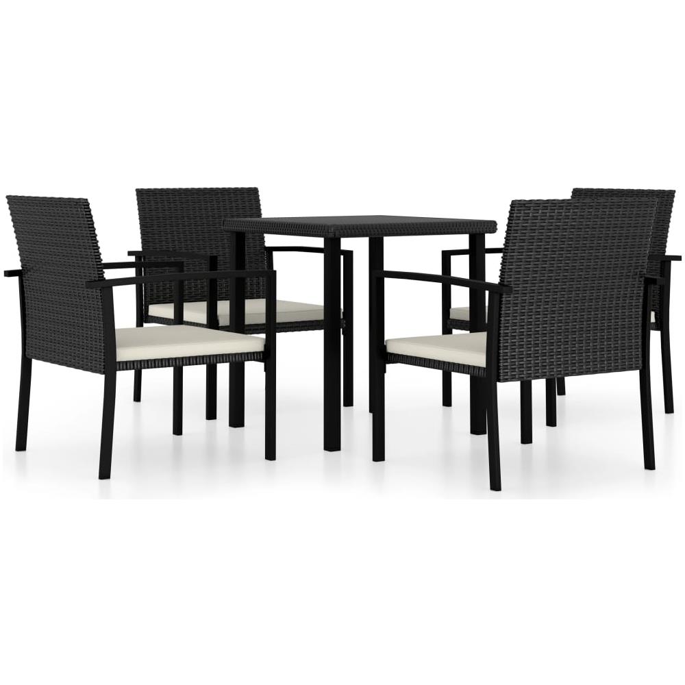 Set Da Pranzo Da Giardino 5 Pz In Polyrattan Nero - Foto 1
