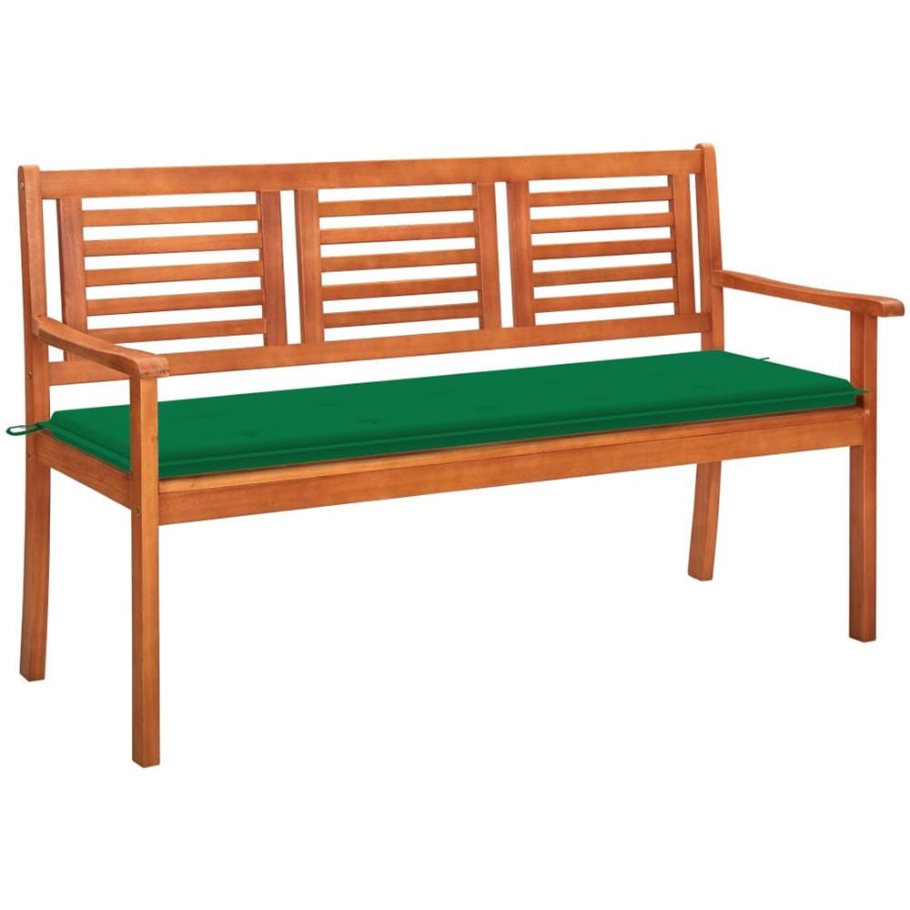 Panchina da Giardino 3 Posti e Cuscino 150cm Massello Eucalipto - Foto 1