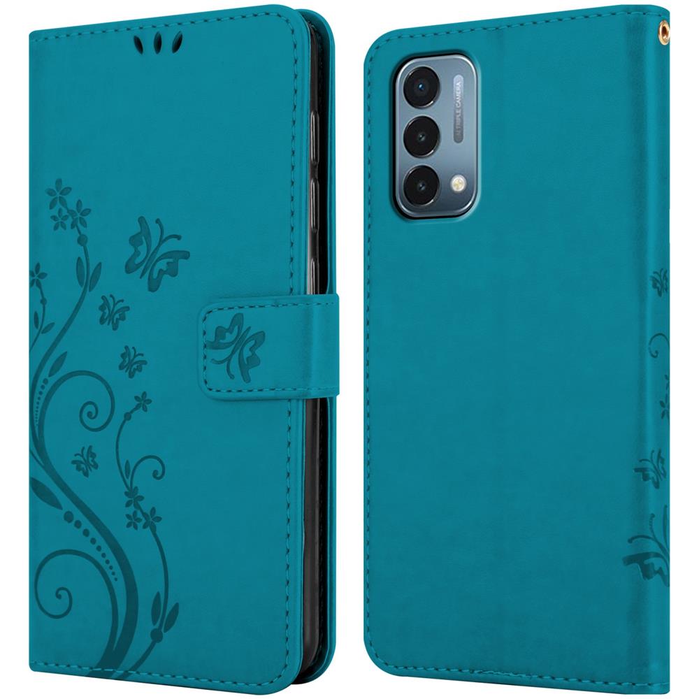 Cadorabo Custodia Compatibile Con Oneplus Nord N200 5g In Blu Fiore - Coperchio Protettivo In Design Floreale Con Chiusura Magnetica, Funzione Stand E Slot Per Carte - Foto 8